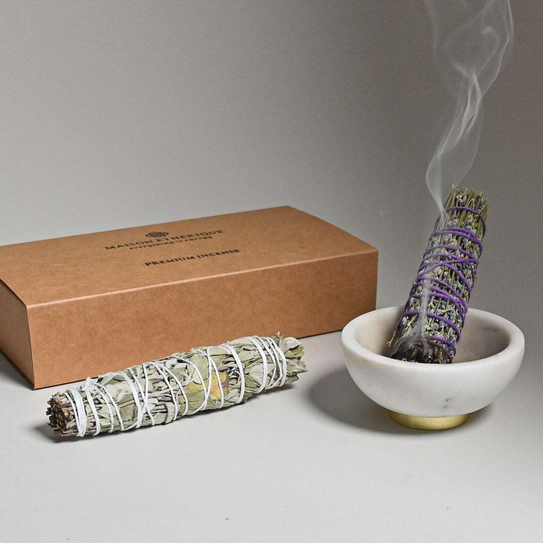 Smudging Lavender with Ceremonial Incense Smudging Kit