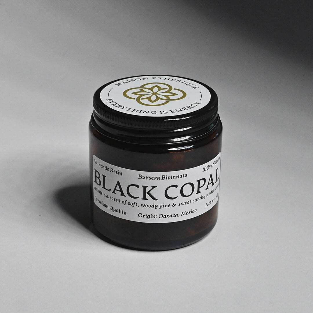 A jar of Black Copal Intenso