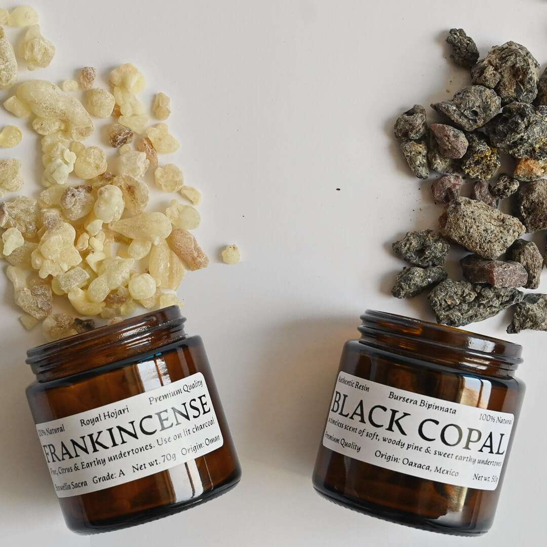 Black Copal and Hojari Frankincense resins