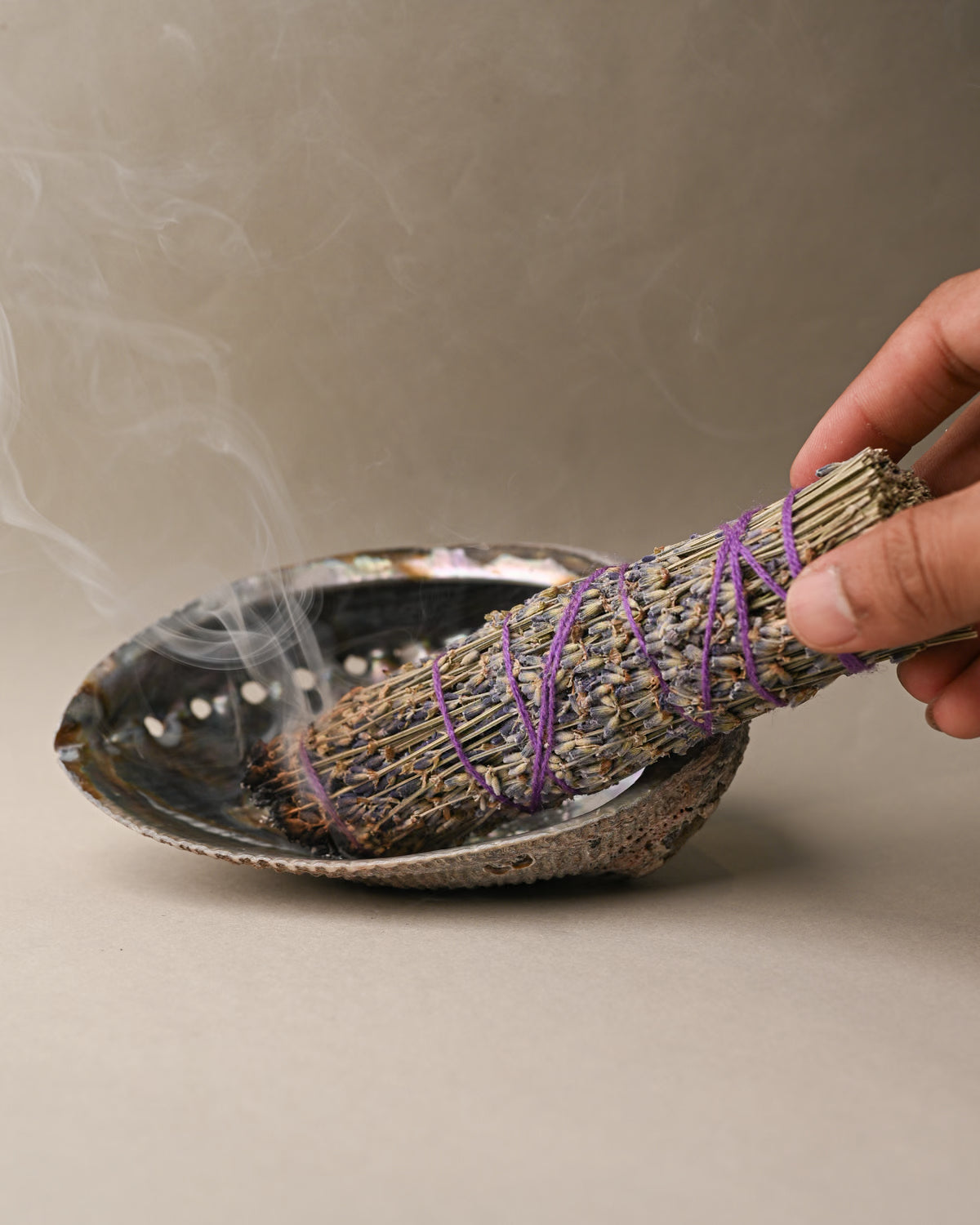 Burning shot of Lavender sage