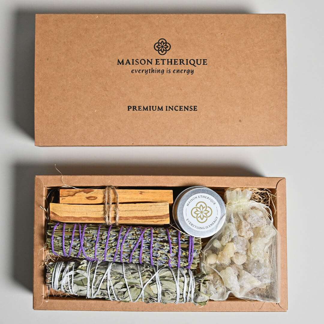 The inside of The Ceremonial Incense Smudging Kit