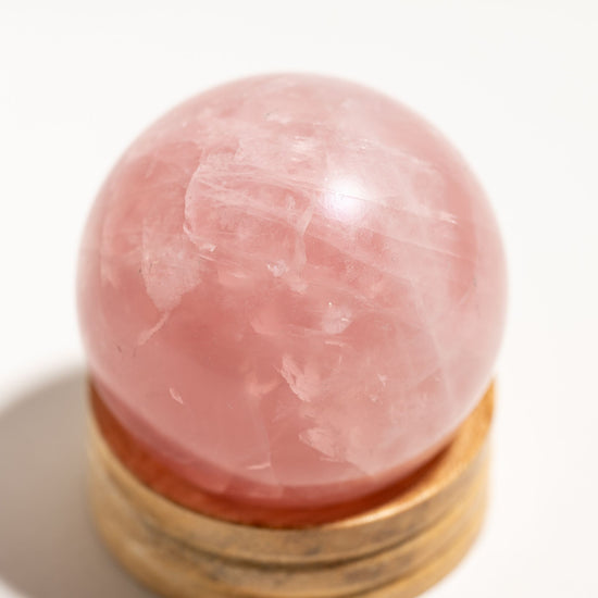 closeup shot of Rose Quartz sphere