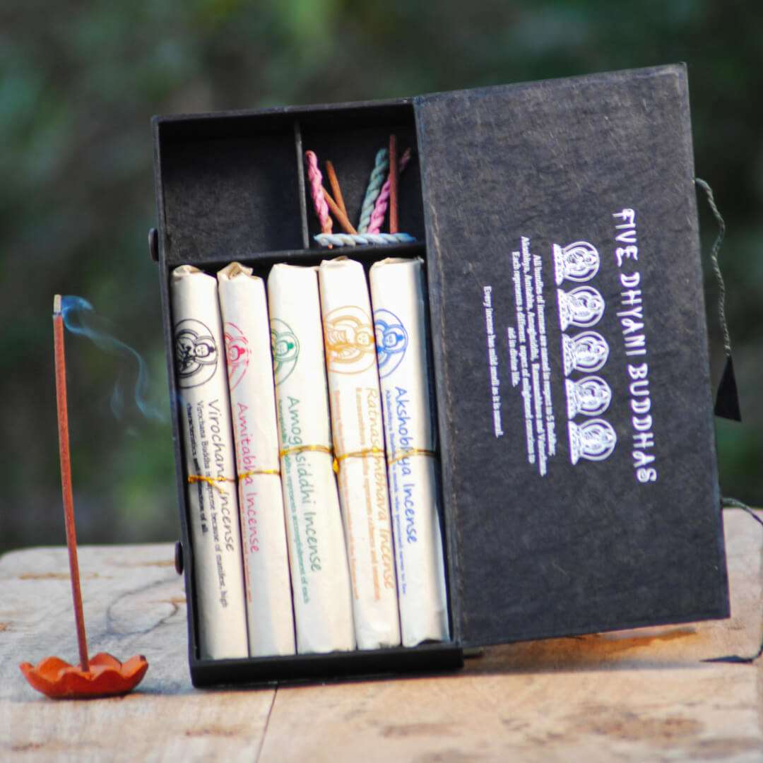 Five types of incenses inside Five Dhyani Buddha