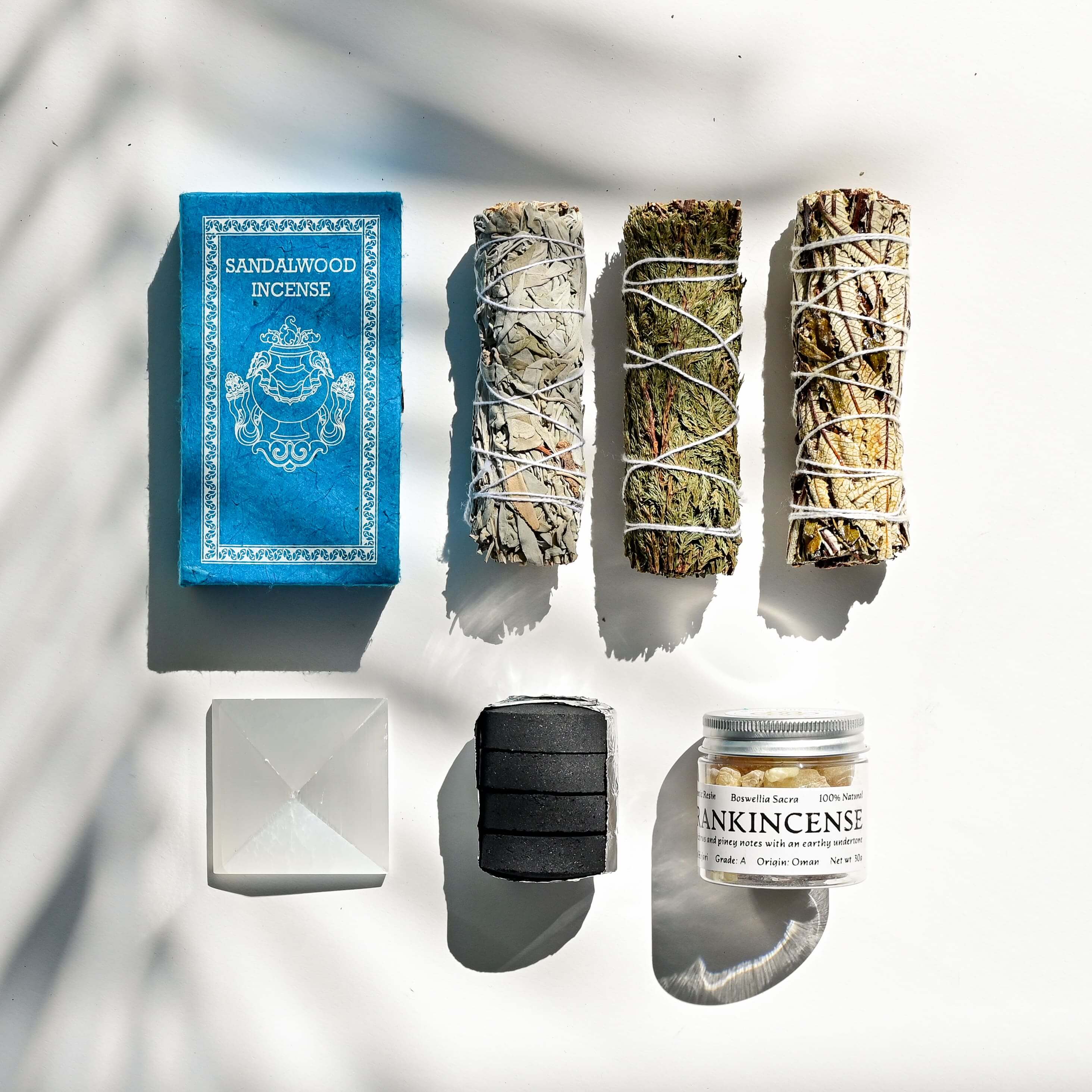 Contents of Home Blessing Kit on white surface