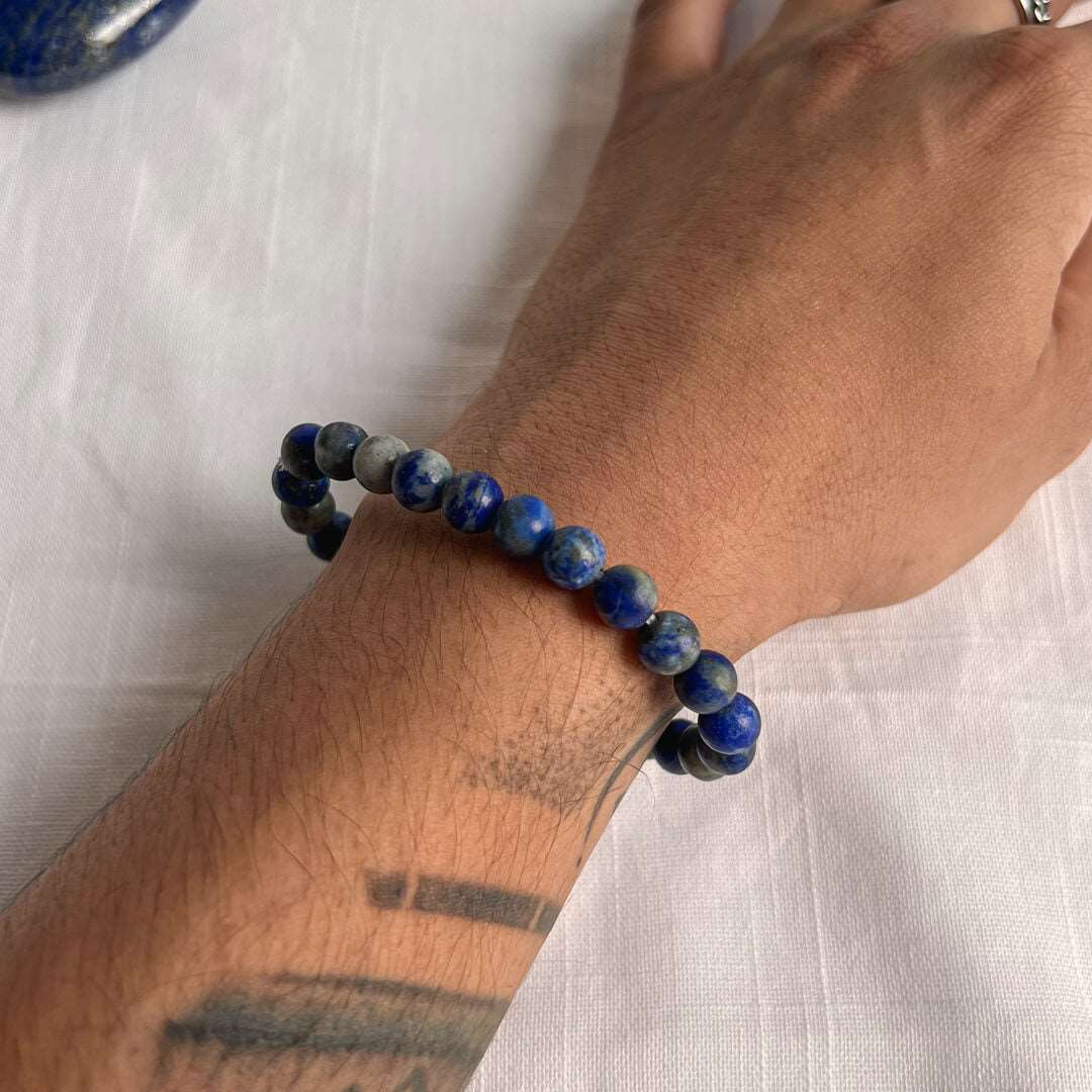 Lapis Lazuli Bracelet on man's hand