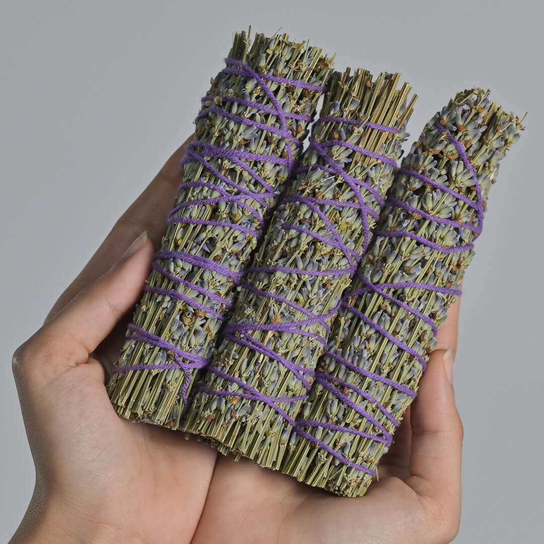 3 Smudge Sticks of Lavender in Hands
