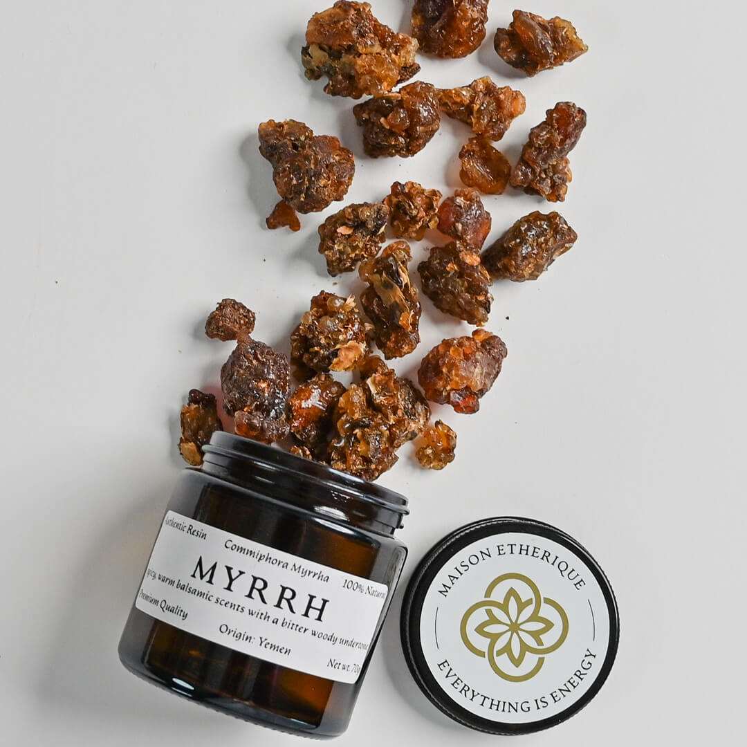 Myrrh Resins spread on a table