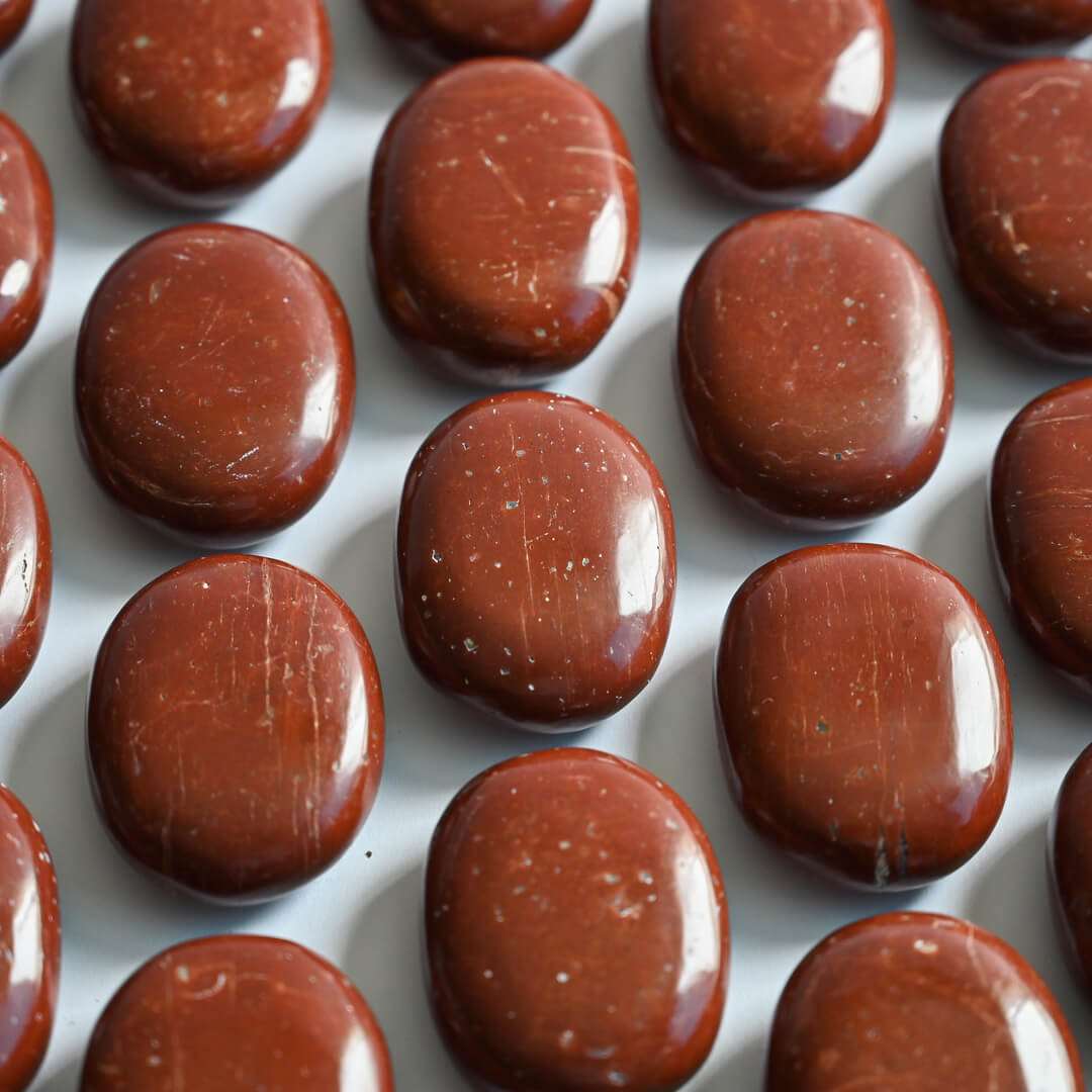 Red Jasper Palm Stones close view