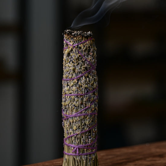 Single shot of burning lavender sage