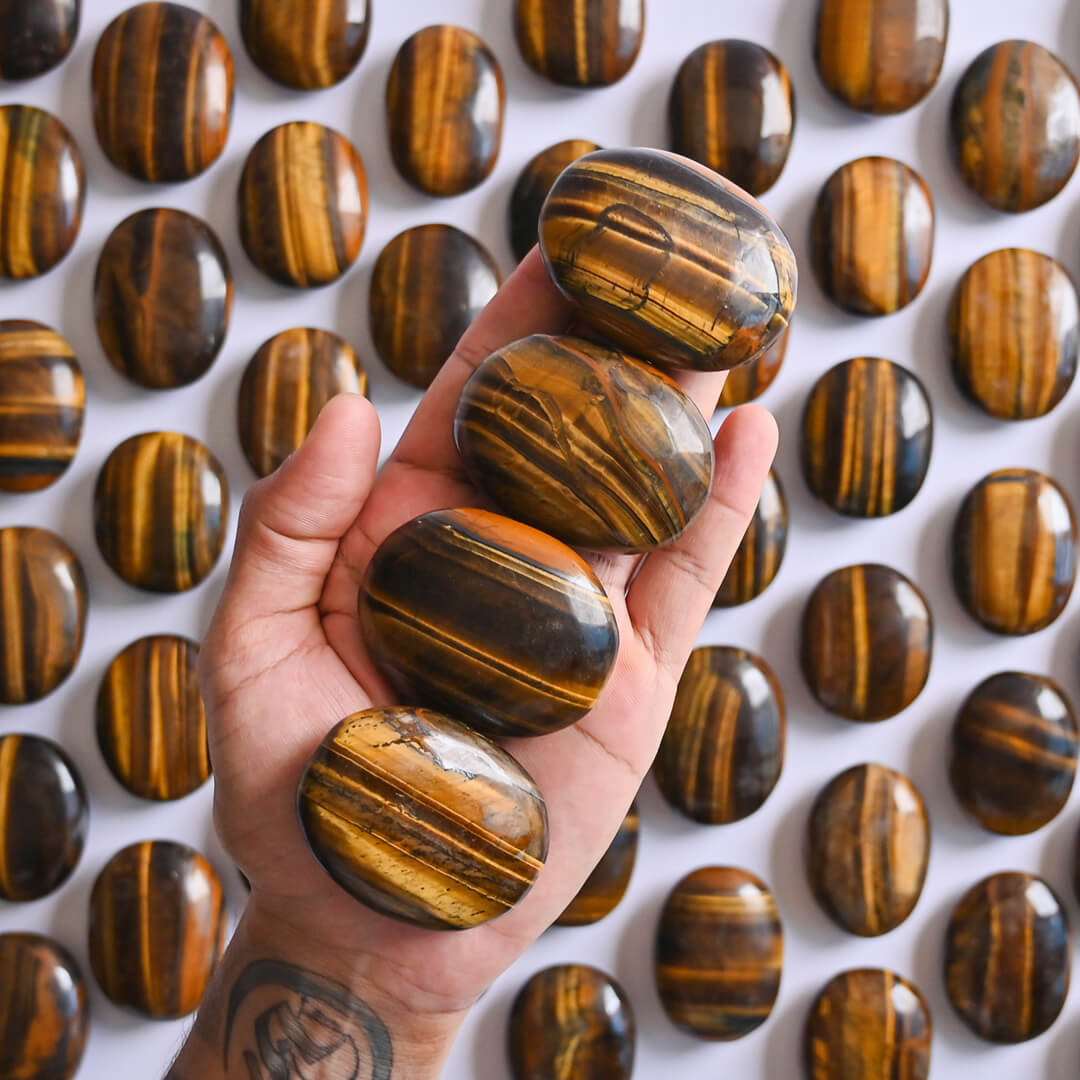 Tiger's Eye Palm Stones on hand