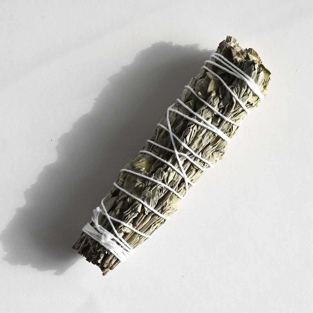 Blue Sage Smudge Stick tied with pure cotton thread