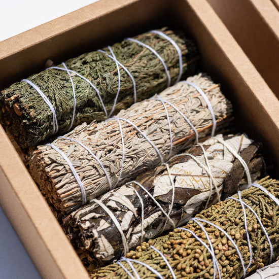 Cedar, blue sage, juniper, yerba sanda