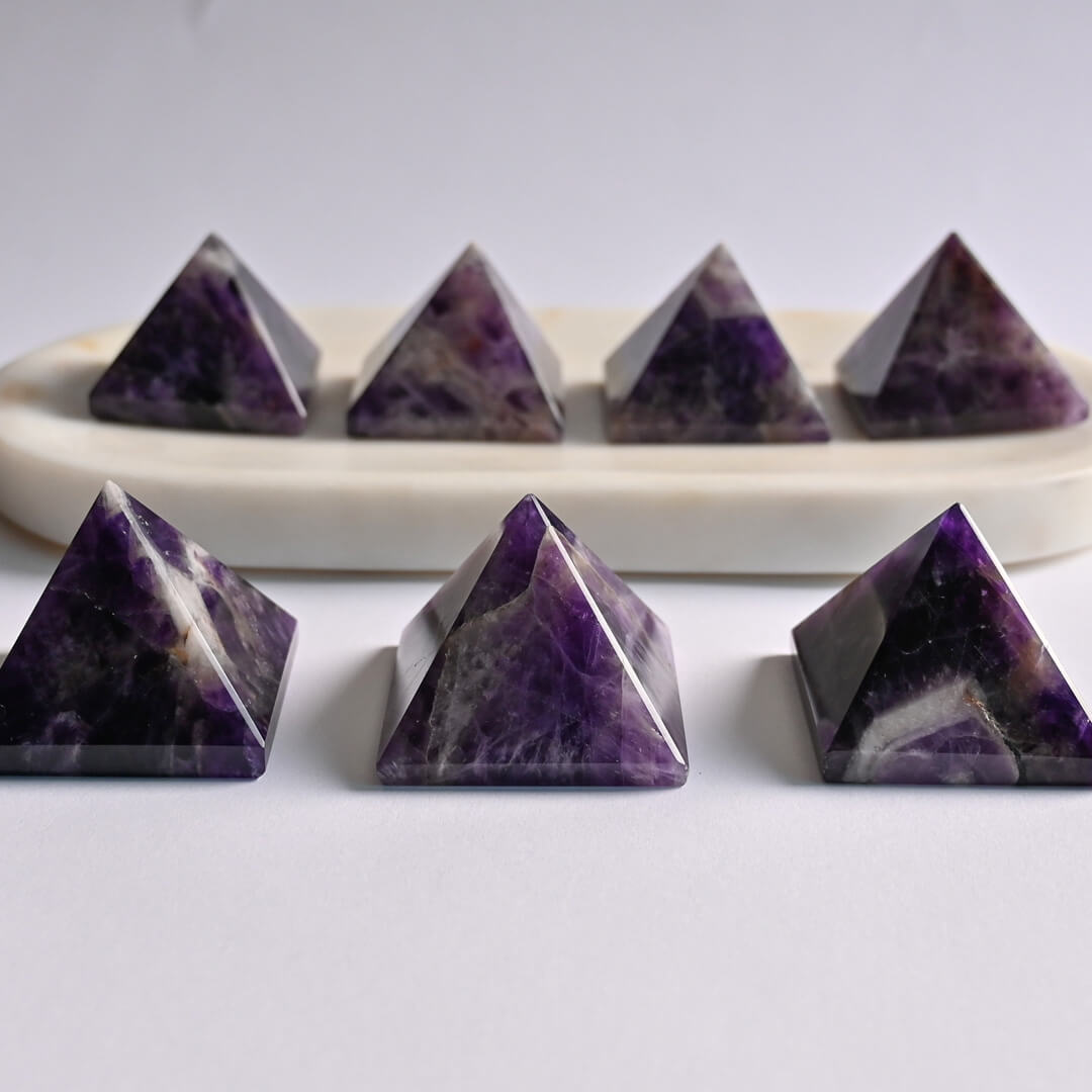 Amethyst pyramids placed together