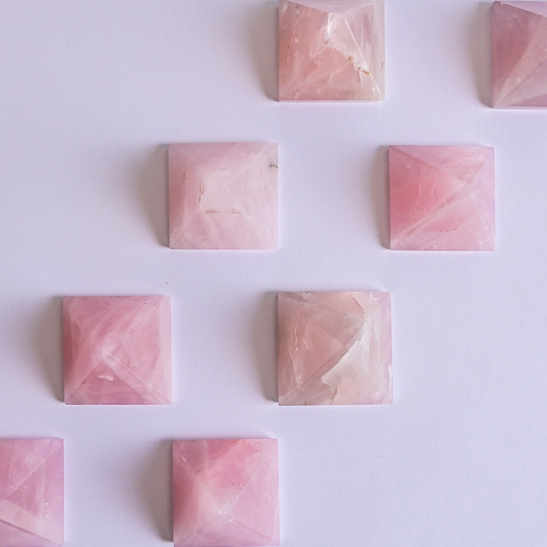 Rose Quartz Pyramids top view