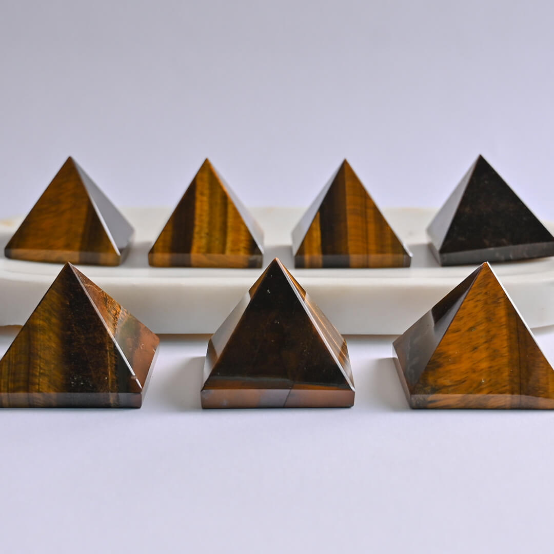 Tiger's Eye pyramid placed together